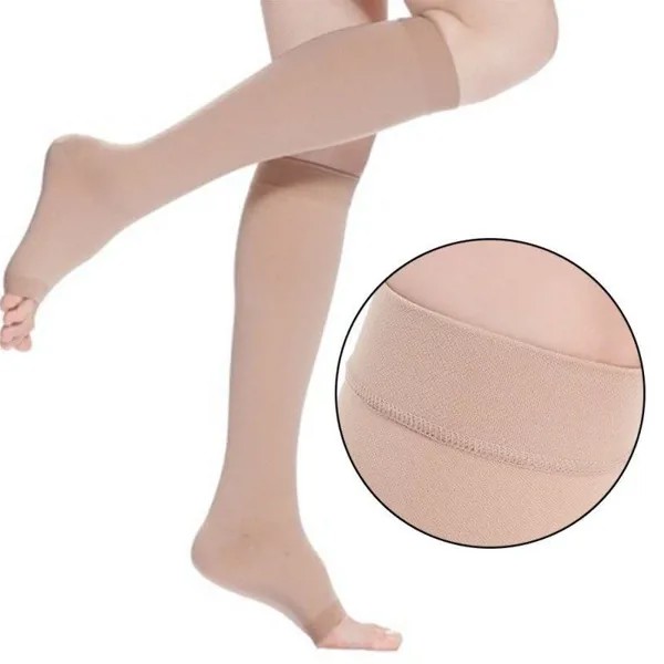 18-21mmHg Колено Высокие компрессионные чулки Мужчины Женщины Эластичные ноги Поддержка чулок