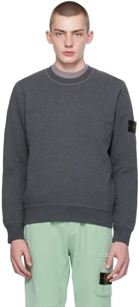 Серый свитшот с нашивками Stone Island, цвет Melange dark grey