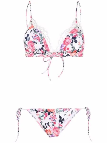 BIKINI LOVERS бикини с кружевной отделкой и цветочным принтом
