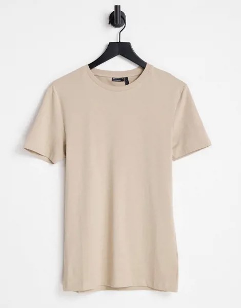 Бежевая обтягивающая футболка ASOS DESIGN-Светло-бежевый цвет