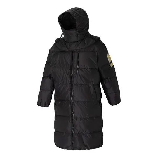 Пуховик adidas originals Hvy Fil Dwn Jkt Long Stay Warm Detachable hooded down Jacket Black, черный