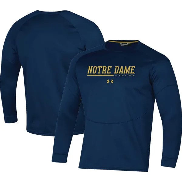 Мужской флисовый пуловер Under Armour Notre Dame Fighting Irish Sideline с капюшоном реглан