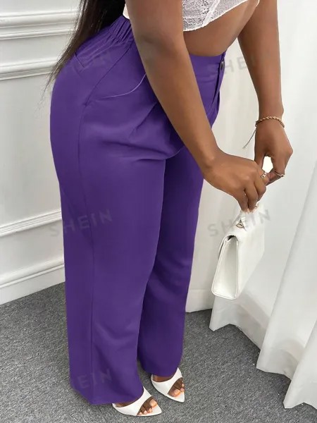 SHEIN Slayr женские однотонные прямые брюки со складками, фиолетовый