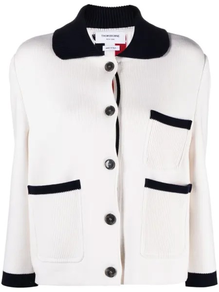 Thom Browne кардиган в стиле колор-блок, белый