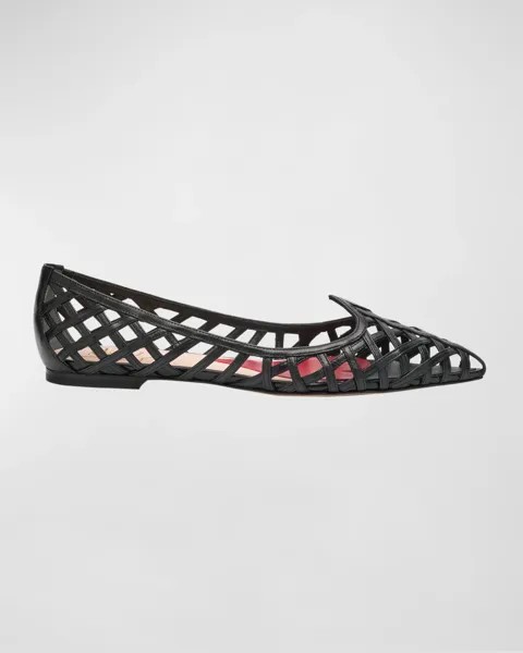 Кожаные балетки I Love Vivier с клеточкой Roger Vivier, цвет Nero