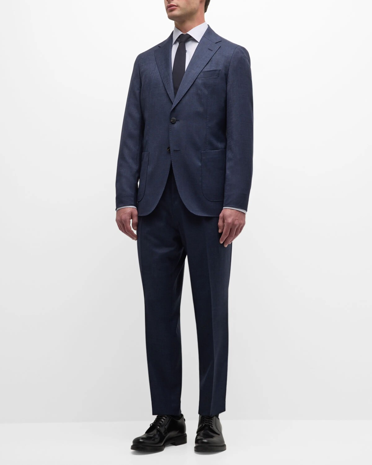 Мужской костюм на двух пуговицах из меланжевой шерсти BOSS, цвет Dark Blue