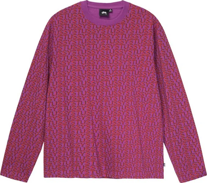 Лонгслив Stussy Letter Stripe Long-Sleeve Crew 'Berry', разноцветный