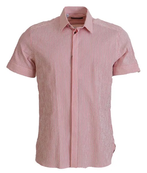DOLCE - GABBANA Рубашка из хлопка в красно-белую полоску с короткими рукавами 42/US16,5/L 500usd