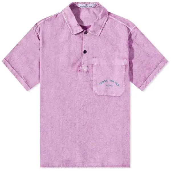 Рубашка Stone Island Marina Chalk Plating Short Sleeve, светло-сиреневый