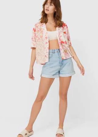 Stradivarius Рубашка С Короткими Рукавами В Стиле Рустик Цвет Небеленого Полотна L