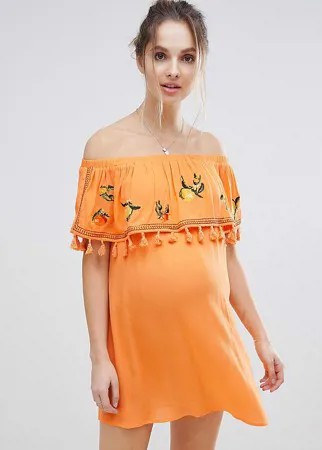 Пляжное платье-бандо с вышитыми фруктами ASOS DESIGN Maternity-Оранжевый