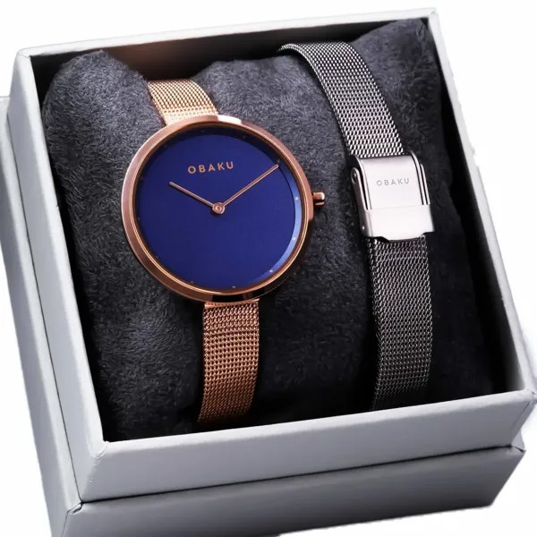 Наручные часы женские Obaku V227LXVLMV-SET золотистые/серебристые