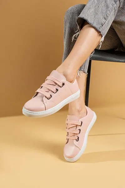 Удобные толстые женские кроссовки на шнуровке LCW320-23 Pembe Potin, пудрово-розовый