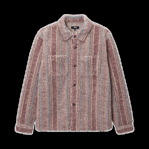 Рубашка Stussy Stripe Sherpa 'Berry', разноцветный