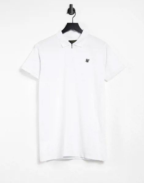 Белое эластичное поло с манжетами SikSilk-Белый
