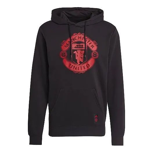 Толстовка Men's adidas SS22 Manchester United Soccer/Football Series Printing Hooded Sports Autumn Black, мультиколор