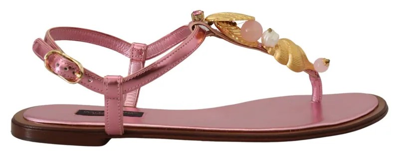 DOLCE - GABBANA Shoes Розовые шлепанцы с украшением на плоской подошве, сандалии EU37 / US6,5 870usd