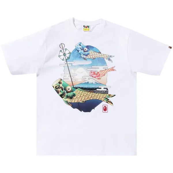 BAPE Футболка Koinobori Carp Flags Ape Head, белая