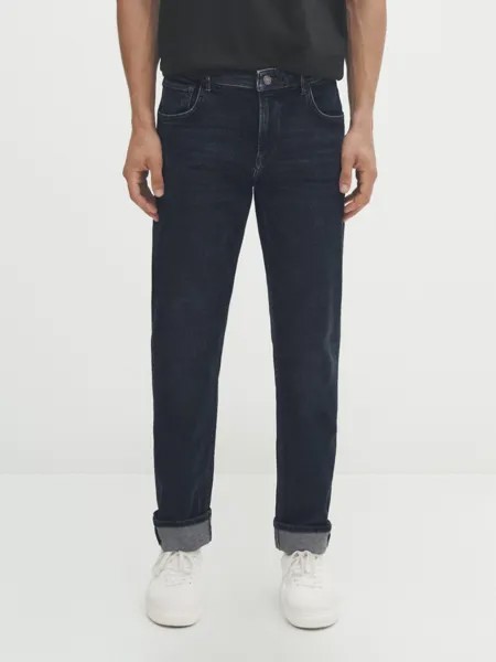 Джинсы однородного кроя dirty wash Massimo Dutti, индиго