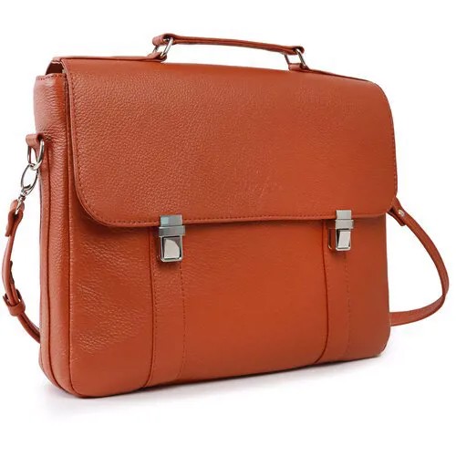 Женская кожаная сумка. Портфель CLASSIC из натуральной кожи. Сумка классическая рыжая для девушек и женщин