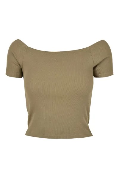 Короткая футболка в рубчик Urban Classics, хаки