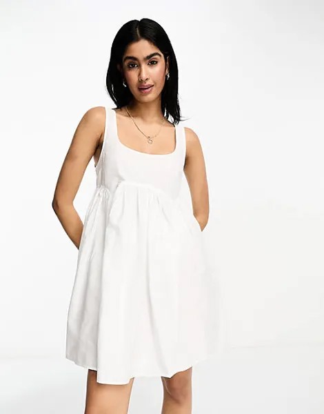 Белый сарафан мини с квадратным вырезом ASOS DESIGN
