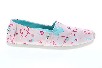 Toms Alpargata 10016612 Женские розовые парусиновые туфли без шнуровки на плоской подошве 8
