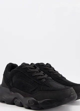 Черные кроссовки на массивной подошве для широкой стопы ASOS DESIGN-Черный цвет