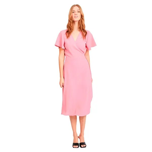 Платье миди Vila Loe Short Sleeve Wrap, розовый