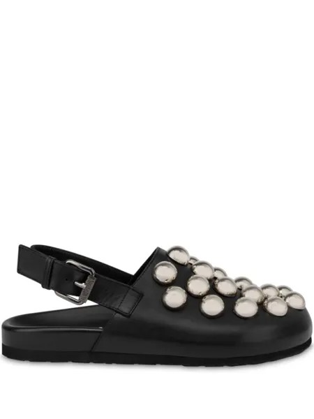 Moschino мюли из прорезиненной кожи с заклепками, черный
