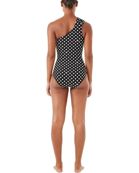 Купальник Kate Spade New York Lia Logo Dot Buckle One Shoulder One-Piece, черный