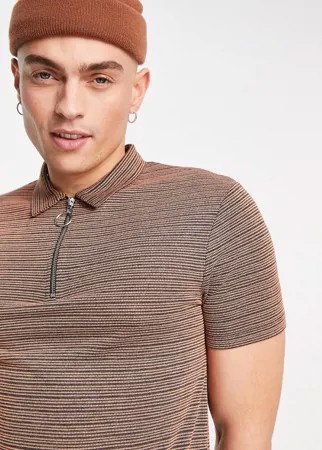 Облегающее укороченное поло из фактурного материала коричневого цвета ASOS DESIGN-Коричневый цвет