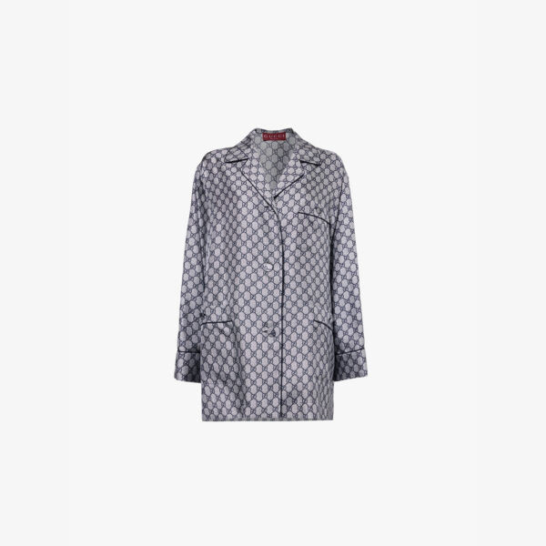 Gg supreme свободная шелковая рубашка Gucci, белый