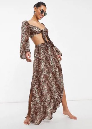 Пляжная юбка макси с леопардовым принтом от комплекта ASOS DESIGN-Многоцветный