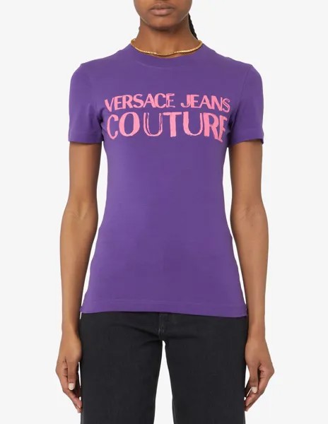 Хлопковая футболка Versace Jeans Couture, фиолетовый