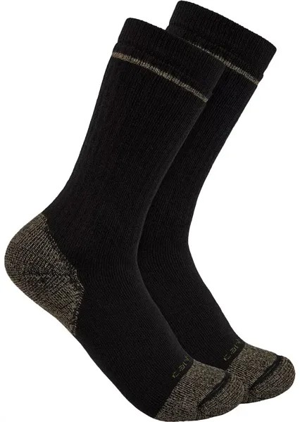 Мужские носки Carhartt средней плотности из смесового хлопка со стальным носком — 2 шт., черный