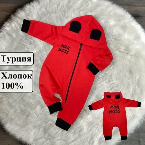Комбинезон , размер 3-6 мес, красный