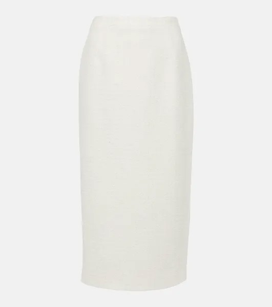 Твидовая юбка-карандаш букле в клетку Alessandra Rich, белый
