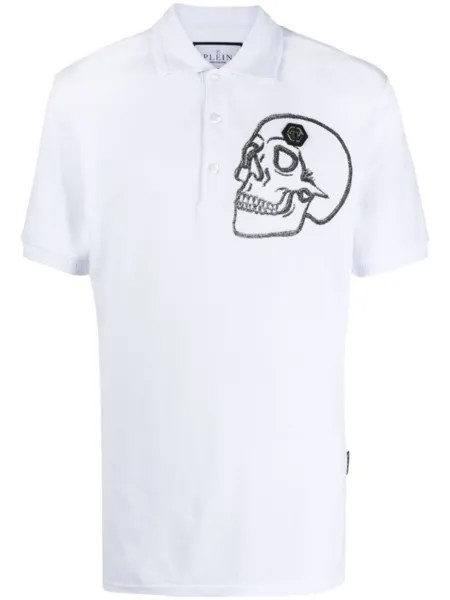 Philipp Plein рубашка поло с принтом Skull, белый