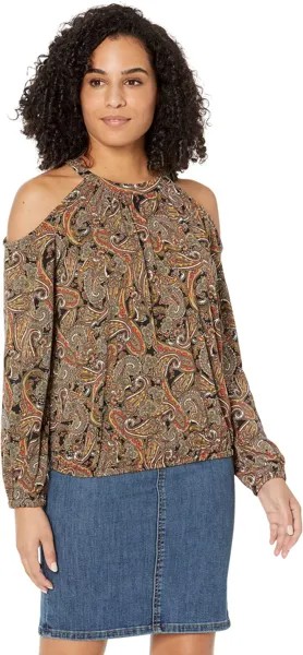 Топ Michael Kors Cold-Shoulder Smock Long Sleeve, цвет Sienna
