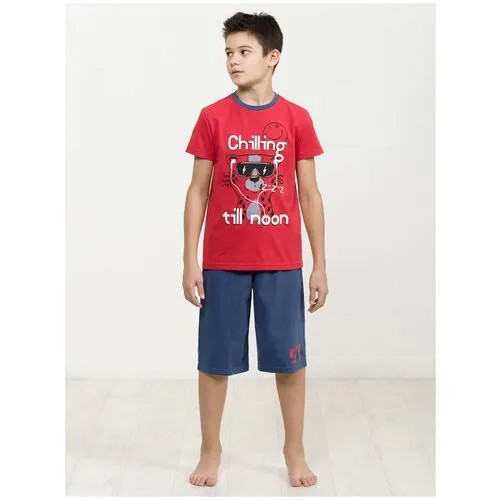Пижама: футболка и бриджи Pelican NFATB4271U для мальчиков, цвет красный, размер 8