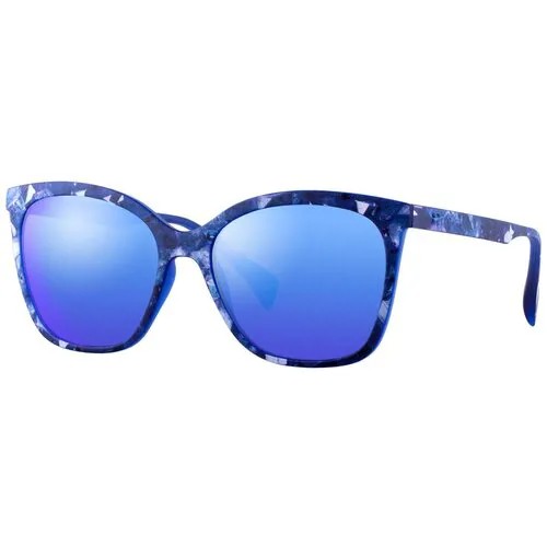 Солнцезащитные очки Italia Independent, бабочка, оправа: пластик, с защитой от УФ, зеркальные, для женщин, синий