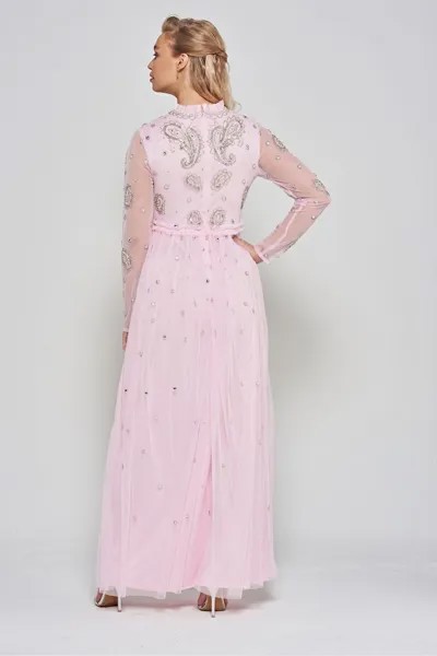 Украшенное платье макси Amelia и розовые туфли на высоком каблуке Amelia Rose, розовый