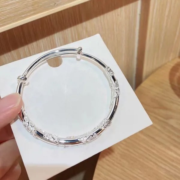Серебряный женский браслет S999Silver, Сварочная Пряжка, три штуки пьяного шелка, пуш-тянущийся однотонный красочный модный браслет, серебряные ...