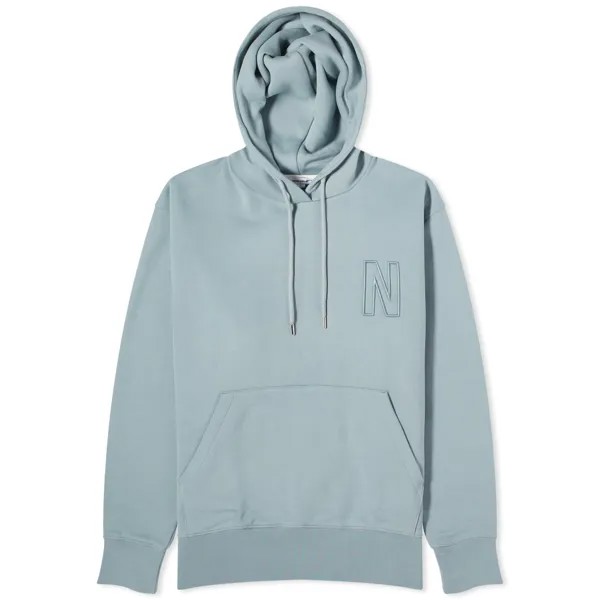 Худи Norse Projects Arne Relaxed N Logo, цвет Dark Ice Blue