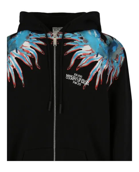 Толстовка на молнии с принтом Wings Marcelo Burlon, черный