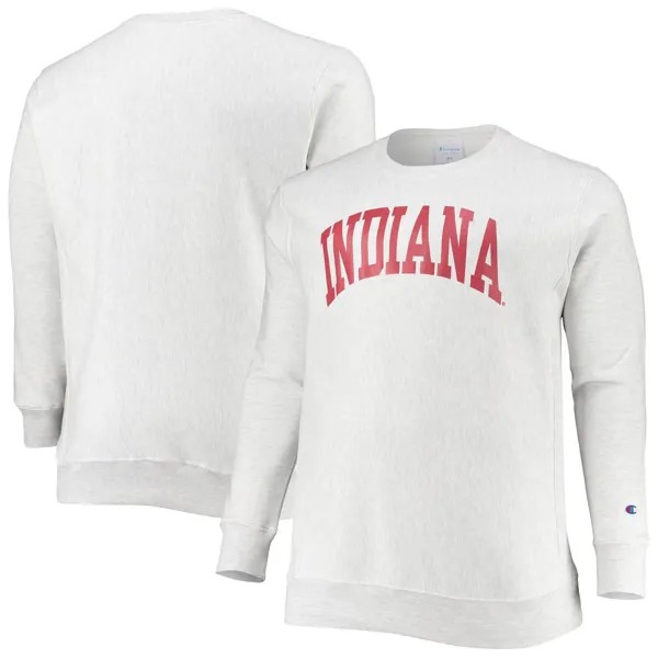 Мужской флисовый пуловер с круглым вырезом Ash Indiana Hoosiers Big & Tall с обратным плетением, толстовка Champion
