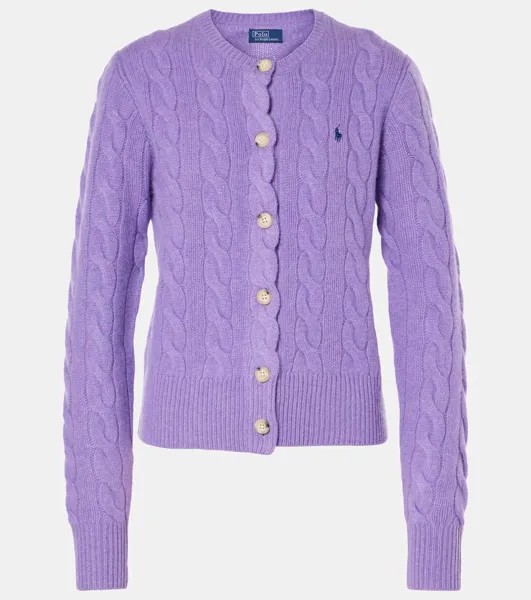 Кардиган из шерсти и кашемира, вязка косами Polo Ralph Lauren, цвет wisteria purple