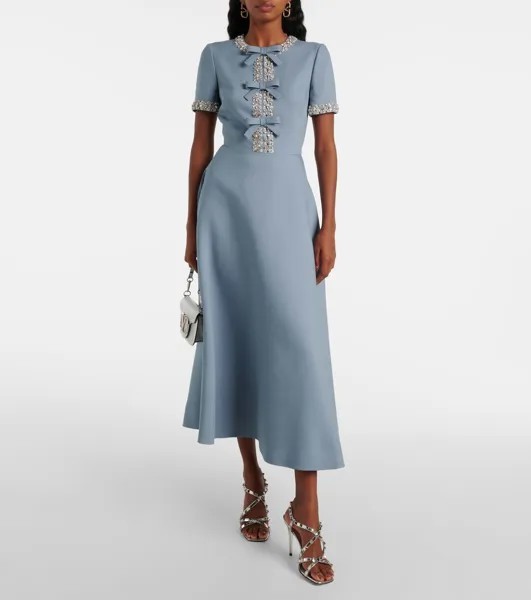 Платье миди с декором Crepe Couture Valentino, синий