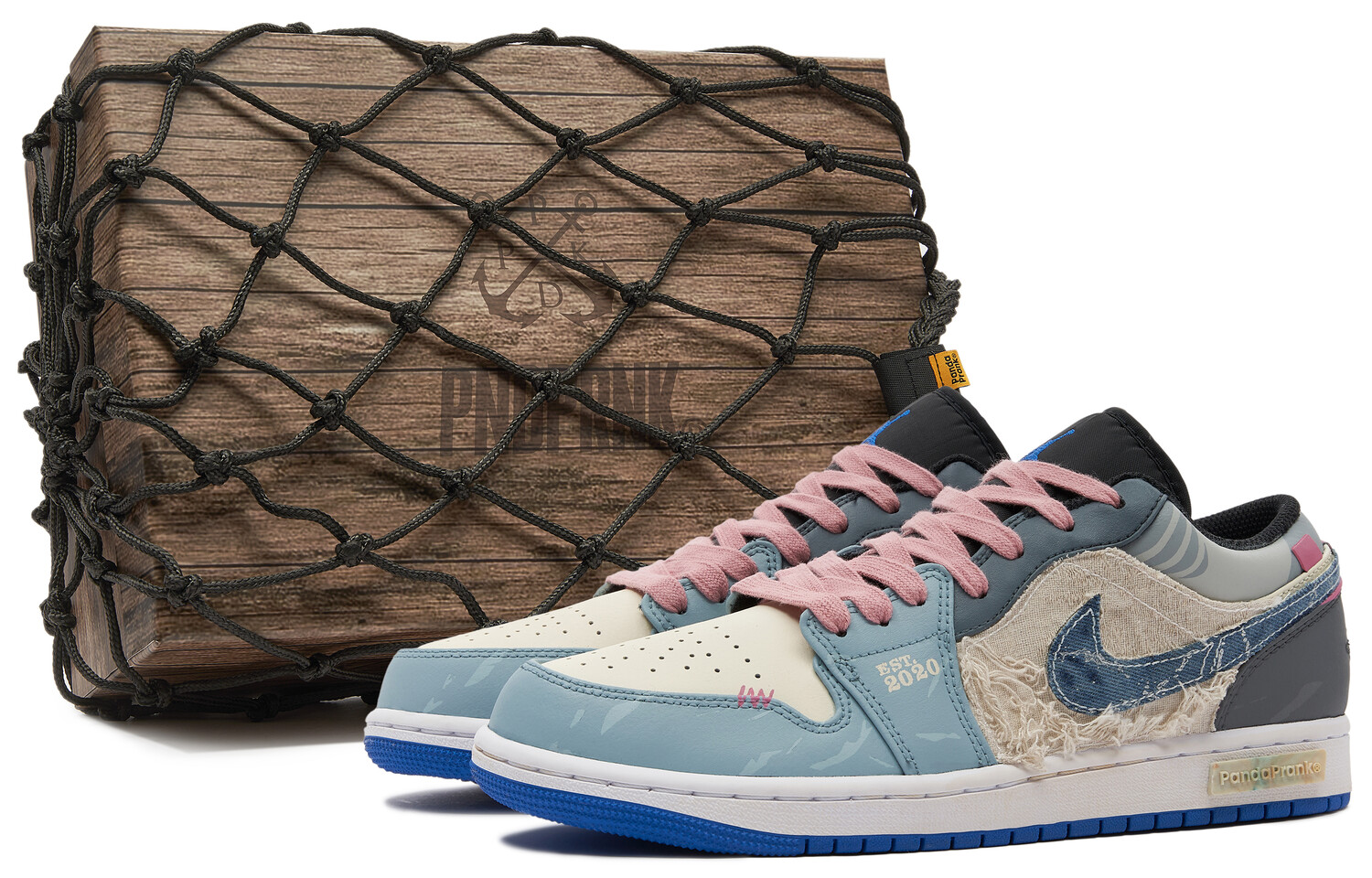 Кроссовки Air Jordan 1 Vintage Basketball Shoes Men Low-top Meter/white/blue, бежевый/синий